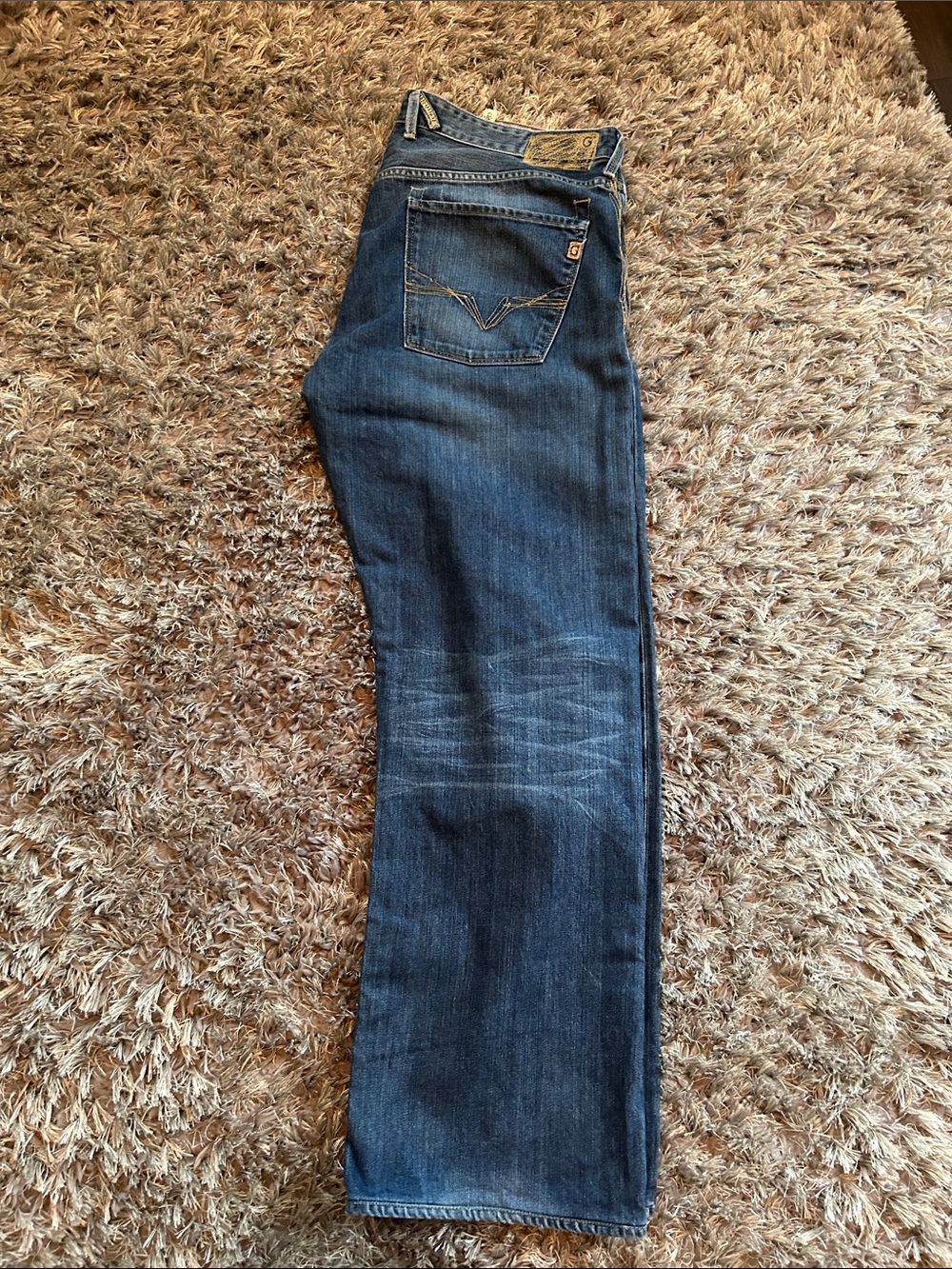 Guess Men's Blue Relaxed Straight Jeans